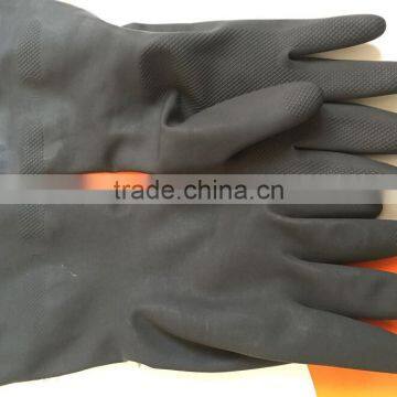 Household Anti-skid Latex Gloves With Cuff and Fleece /black Rubber Gloves for Winter photo-2