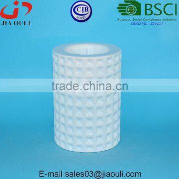 High Quality dimple Cylinder shape Ceramic Candle pillar holder