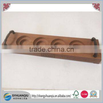 High Quality Custom Oak Carved Wooden Wine Holder With Handles photo-2