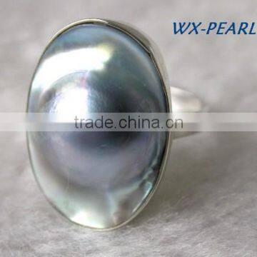 Fashion Jewelry Pearl Ring Silver Golden Ring photo-3