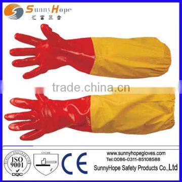 PVC glove with long sleeves