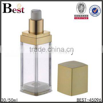 30ml 50ml China Cheapest Square Clear Bottle Pump Dispenser Food Grade Cosmetic Lotion Serum Airless Gold UV Pump Bottle