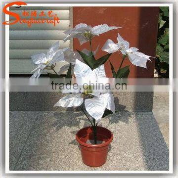 Made in Competative Artificial Poinsettia Flower and Good Quality Cheap Plastic Flower Pots Wholesale photo-2