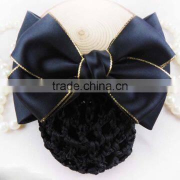 2016 New Arrived Chiffon Ribbon Hair Bow With Clip/Handmade Plain net Chiffon Bow Clip For Women