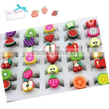 Kids rings cute Mixed Styles Fruit clay figure ring polymer clay children rings