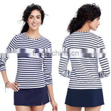 Rush Guard Manufacturer Wholesale Long Sleeve Fashion Design Summer Round Neckline Slim Fit Stripes Custom Printed Rush Guard