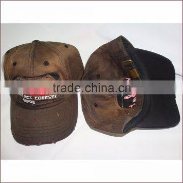 100% Octton Wholesale Enzyme Washed Distressed Baseball Cap With Embroidery LOGO photo-4