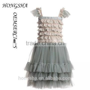 Blush Pink Ballroom Lace Tulle Dress Removable Overskirt Baby Girl Wedding Bridemaid Dress HSD7835 photo-2