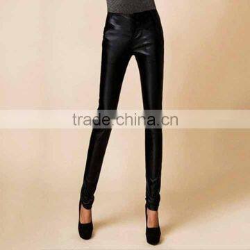 Glossy Black PU Pants for Lady Stock Lot photo-2