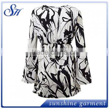 New Prints Design Blouses Round Bottom Casual Tops 2017 for Women photo-3