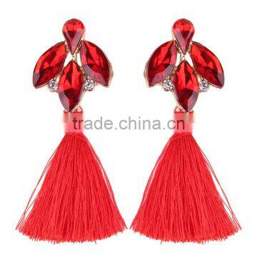 Fashion Rhinestone Gems With Long Colorful Tassel Alloy Earrings for Women photo-3
