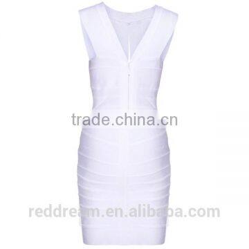 Hot Sale Women Sexy White KeyHole Halter Bandage Dress 90%Rayon Factory Direct Wedding Dresses H065 photo-6
