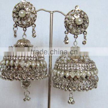Silver Pearl Jhumka Earrings photo-2