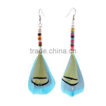 Carnival Jewelry Feather Hoop Earrings for Women,Exaggerated Handmade Beaded Earrings photo-5