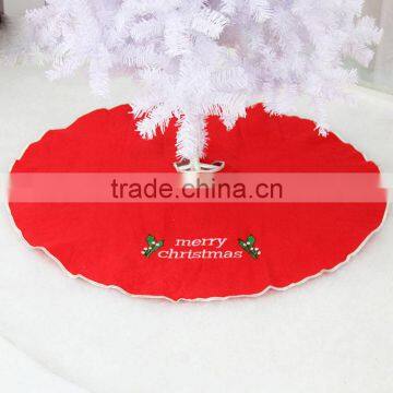 HD1046 Pure red color merry christmas 100cm tree skirts