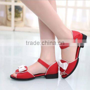 Zm50133b Summer Fashion pu Leather Sandal Girls New Design Kids Shoe With Bowknot
