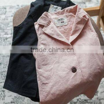 New 2017 Spring Autumn Kids Babys Solid Black Pink Vest Girls Boys Pure Vest photo-2