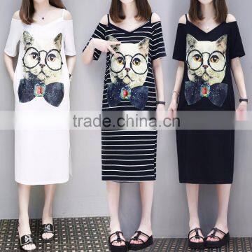 Z&M New Women Latest Fashion Dress Cartoon Dress Sheath Dress