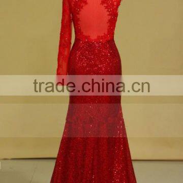 2016 Scoop Prom Dresses Sequins With Applique Floor Length Full Sleeves photo-2