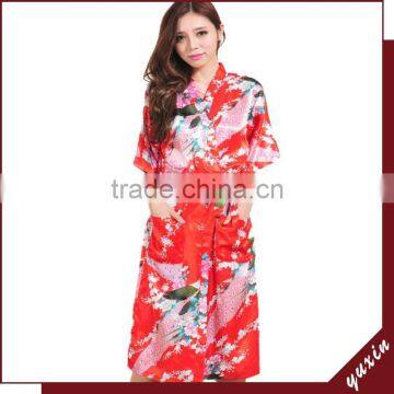 Women fashion robe Peacock Satin NightGowns,Satin Night Dress NG022