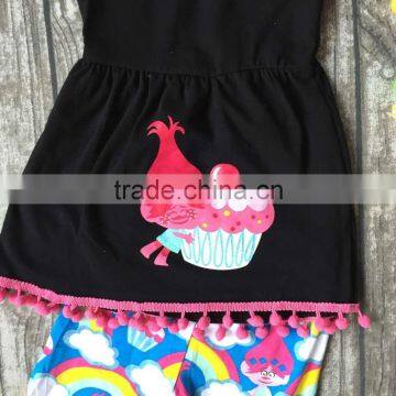 Baby Girls Summer Clothes Girls Children Troll Hair Capcake Outfits Kids Rainbow Capri Pants Outfits With Accessories photo-2