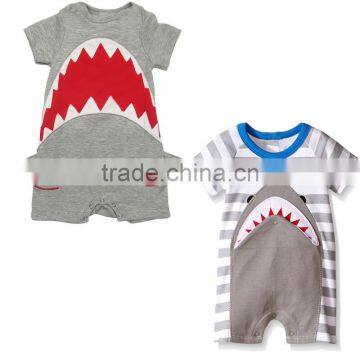 Wholesale funny 3D baby rompers shark newborn baby clothes rompers animals pattern