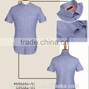 100% cotton chambray short sleeve casual men shirts