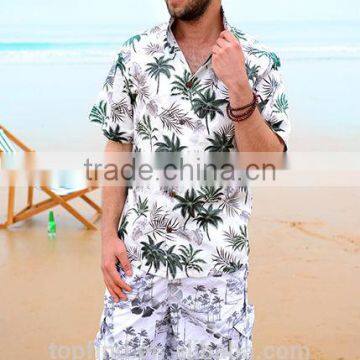 Hot sale cotton printing men's short sleeve shirts men hawaiian shirts