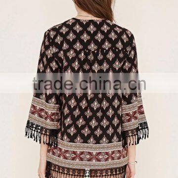2016 Shandao New Arrival Printed Cotton Summer Fashion Long Sleeve Italian Blouse photo-3