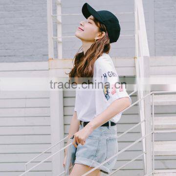 Cartoon Printing Horn Sleeves t Shirt for Women photo-3