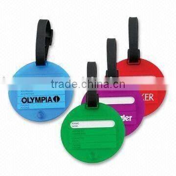 plastic Luggage Tag with strap/PVC luggage