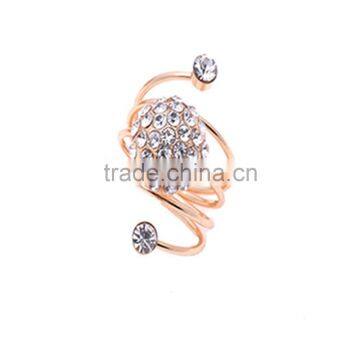 Gold-plated Rhinestone Five point star Finger Spiral Ring