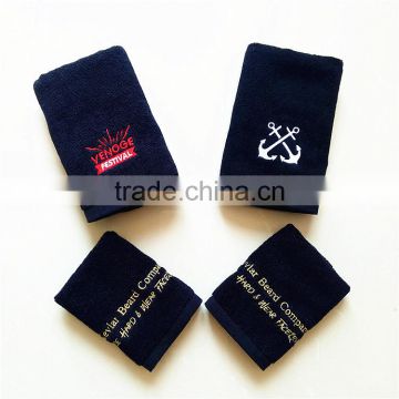 Soft 100% cotton black gym towels logo