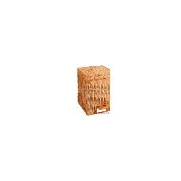 hand-rattan woven quadrate trash can