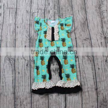 2016 hot sale pineapple print summer design romper flutter sleeve import baby romper