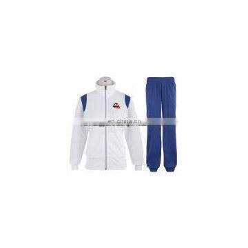 White Zipper Track Suit With Blue Touch