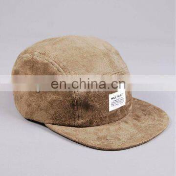 New style 5-panel custom flat brim suede fitted hats