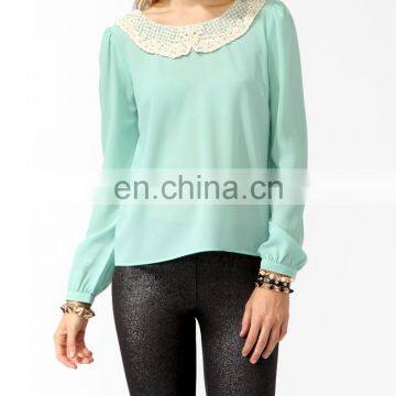 CHEFON Elegant fashionable lace collar new fashion design only ladies blouse design image