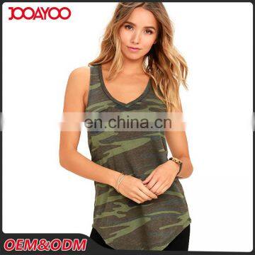 Custom Long Camo Print Sleeveless Cotton Tank Top Designs Pictures Latest Jeans Tops Girls photo-2