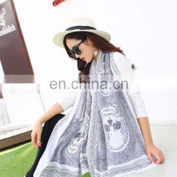 China Suppliers Skull Printing Voile Scarf Wholesae For Ladies Spring Summer