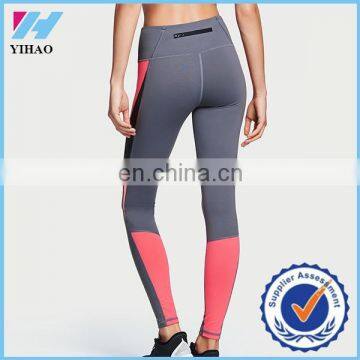 Trade assurance Yihao sportswear contrast color compression tights fitness gym legging