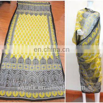 2.5m positioning print 100% crepe silk georgette saree fabric for the Middle East