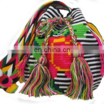 White And Green Color Wayuu Bag