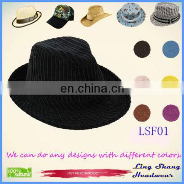 LSF01 Ningbo Lingshang black design Wholesales High quality Fedora Hat Suppliers