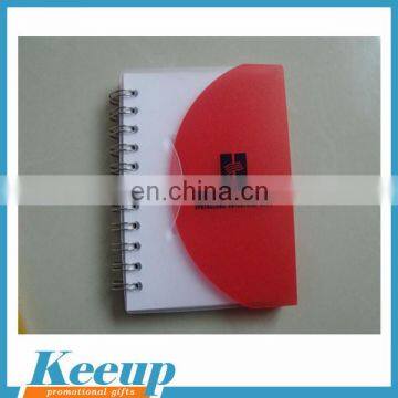 Plastic cover school notebook with pen for promotion activity