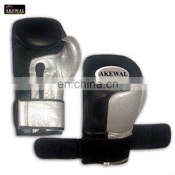 Black and Shiny Silver Leather Boxing Gloves Pakistan