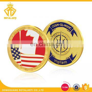 Custom Country Flag logo Challenge Coin in Soft Enamel