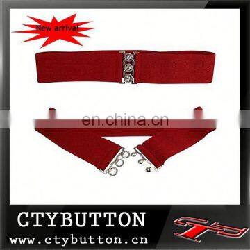 Red simple design with three holes buckle elastic belts for kids