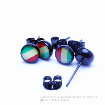 Factory Direct Sale Foreign Trade Ornament Stainless Steel Dripping Oil Ear Nail Titanium Steel Human Body Puncture Butterfly Button Earrings Wholesale photo-2