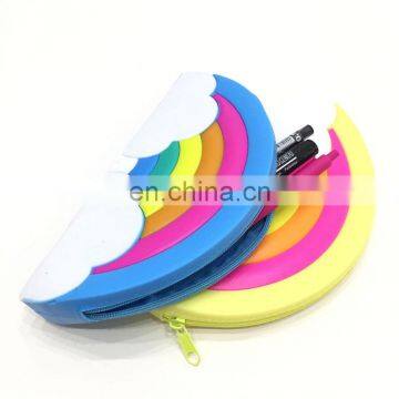Women Gender Rainbow Shape Pencil Pen Pouch Large Change Money COIN Wallet Silicone Bags photo-6